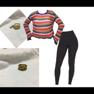Rain bow knit sweater long sleeve top! 🌈